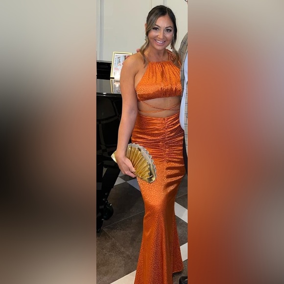 Orange Ruched Dress - Picture 1 of 1